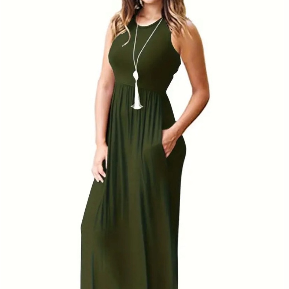 NIP Olive Green Tank Midi Dress. Size Small